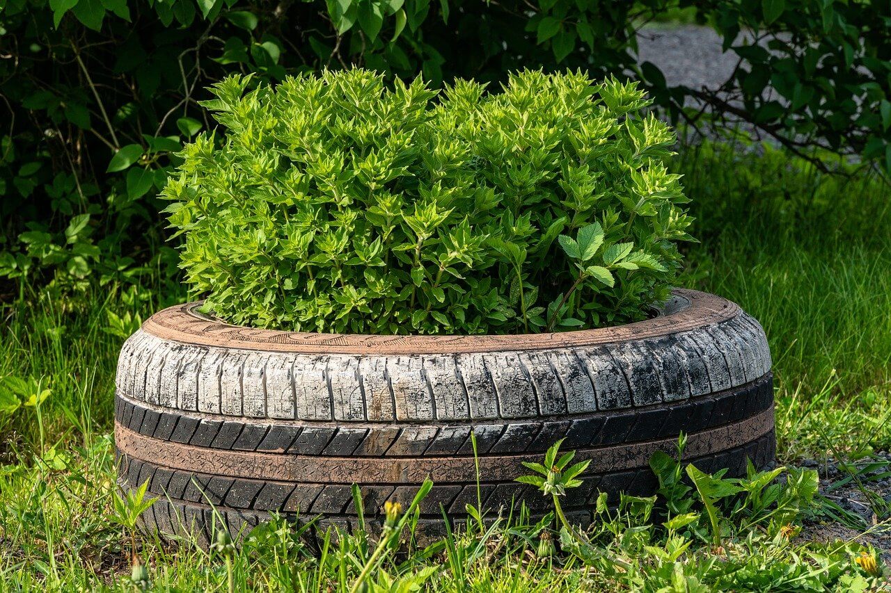 how to re-purpose old tires on a farm